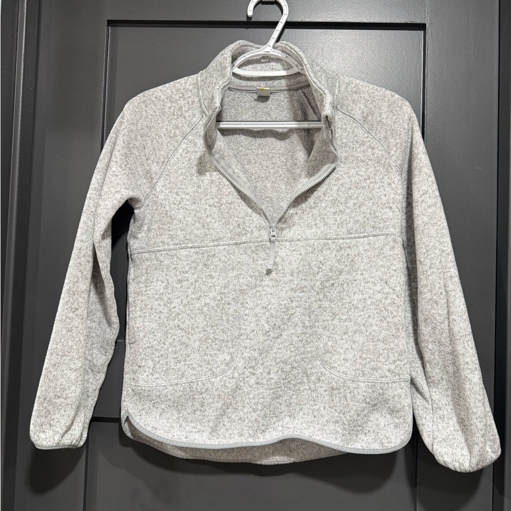 Heathered Light Gray Quarter-Zip Fleece Pullover